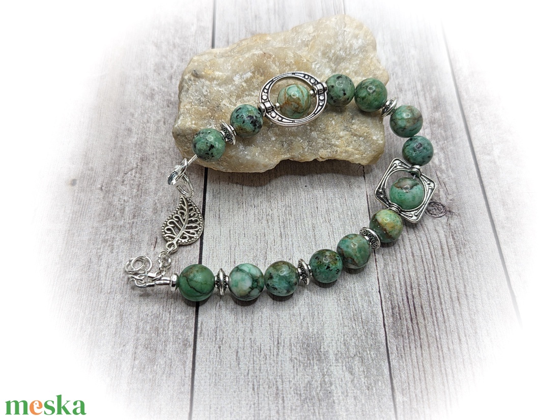 Zöld türkiz karlánc - ékszer - karkötő - ásványkarkötő - Meska.hu