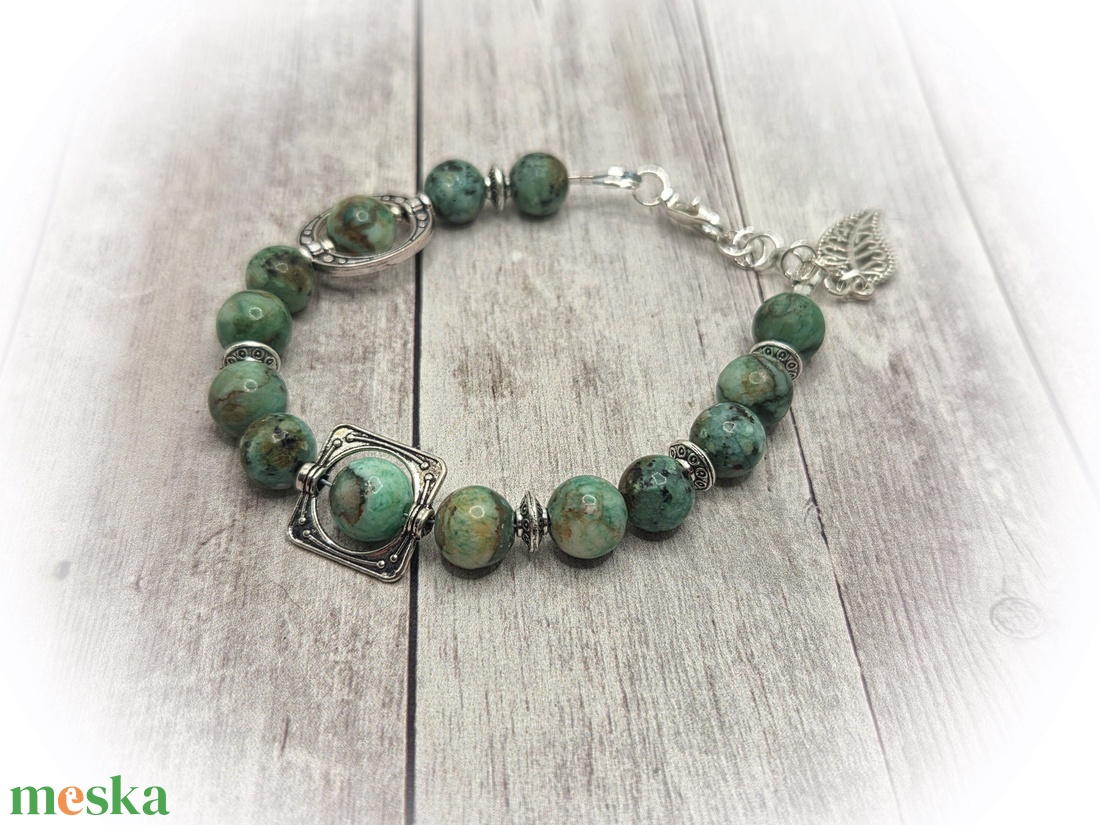 Zöld türkiz karlánc - ékszer - karkötő - ásványkarkötő - Meska.hu