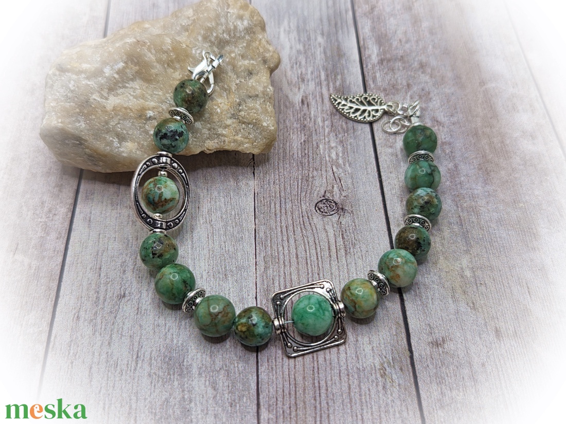 Zöld türkiz karlánc - ékszer - karkötő - ásványkarkötő - Meska.hu