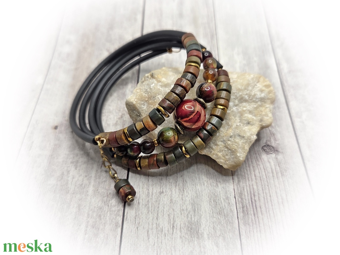 Tigrisszem-jáspis karperec - ékszer - karkötő - széles karkötő - Meska.hu