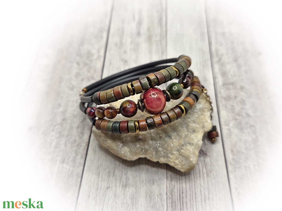 Tigrisszem-jáspis karperec - ékszer - karkötő - széles karkötő - Meska.hu