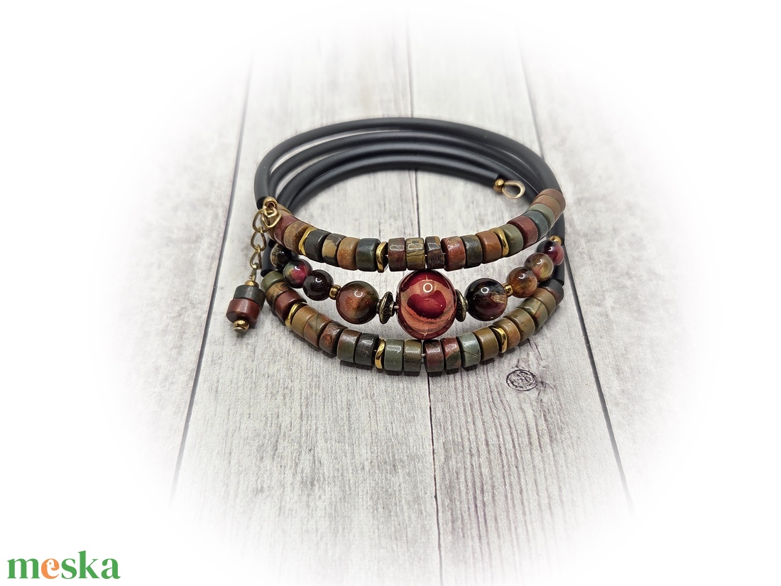 Tigrisszem-jáspis karperec - ékszer - karkötő - széles karkötő - Meska.hu