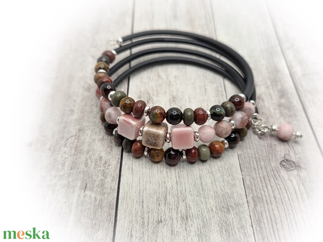 Jáspis-tigrisszem karkötő - ékszer - karkötő - széles karkötő - Meska.hu