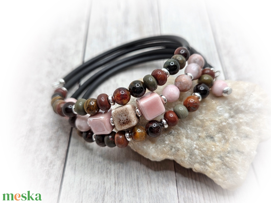 Jáspis-tigrisszem karkötő - ékszer - karkötő - széles karkötő - Meska.hu