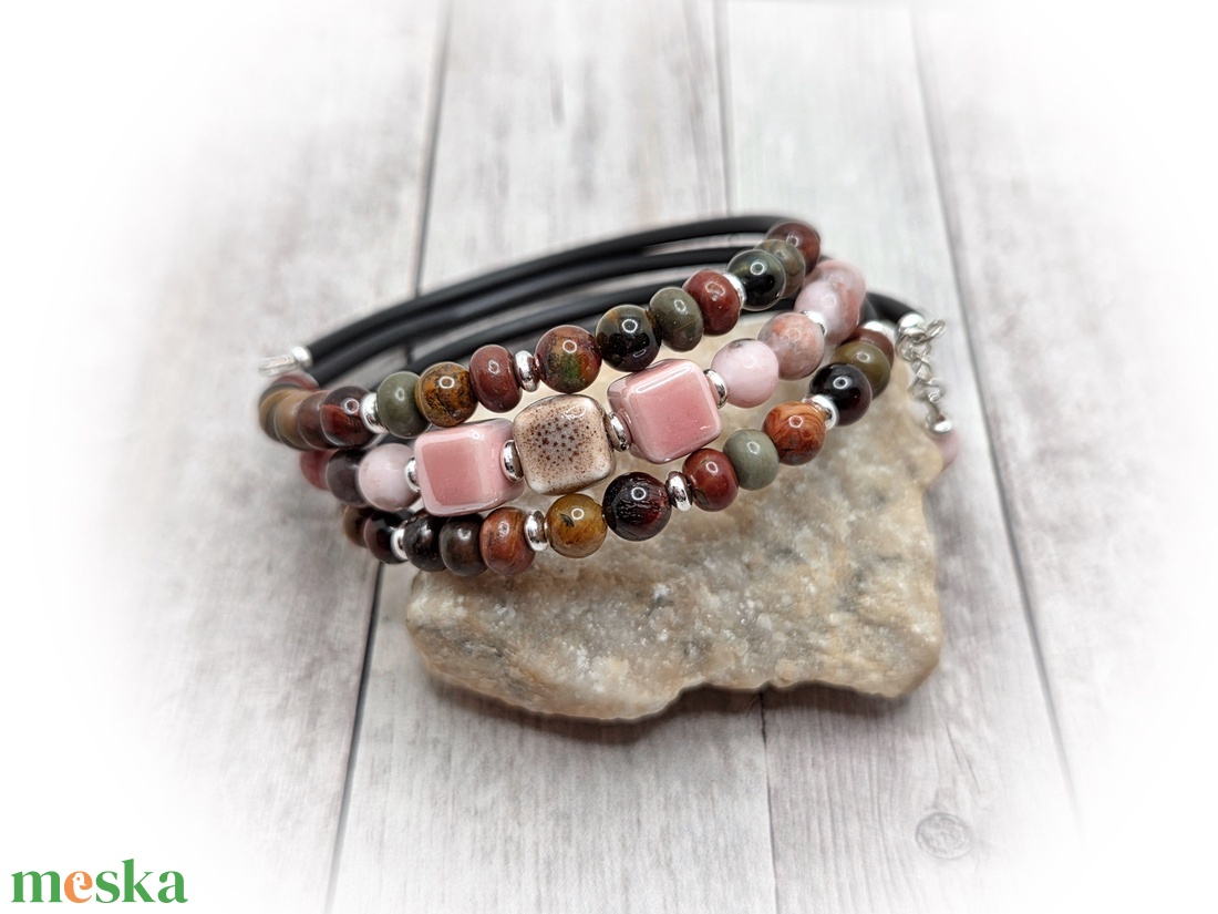 Jáspis-tigrisszem karkötő - ékszer - karkötő - széles karkötő - Meska.hu