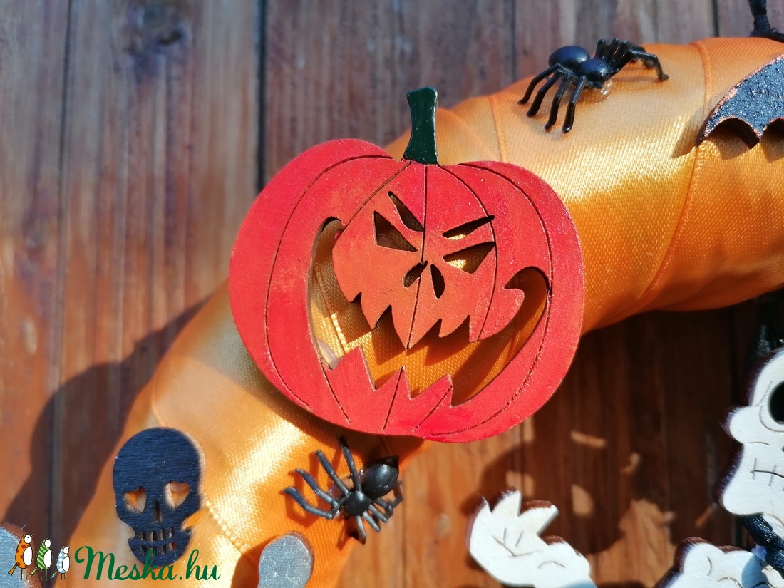 Félelmetes Halloween - Ősz, ajtódísz, kopogtató, narancssárga - otthon & életmód - dekoráció - Meska.hu
