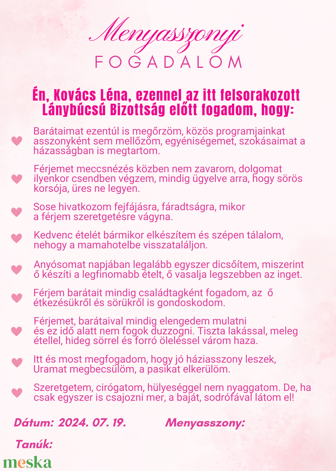 Személyre szabott lánybúcsú meghívó, fogadalom, BINGO játék csomag - esküvő - lánybúcsú - Meska.hu