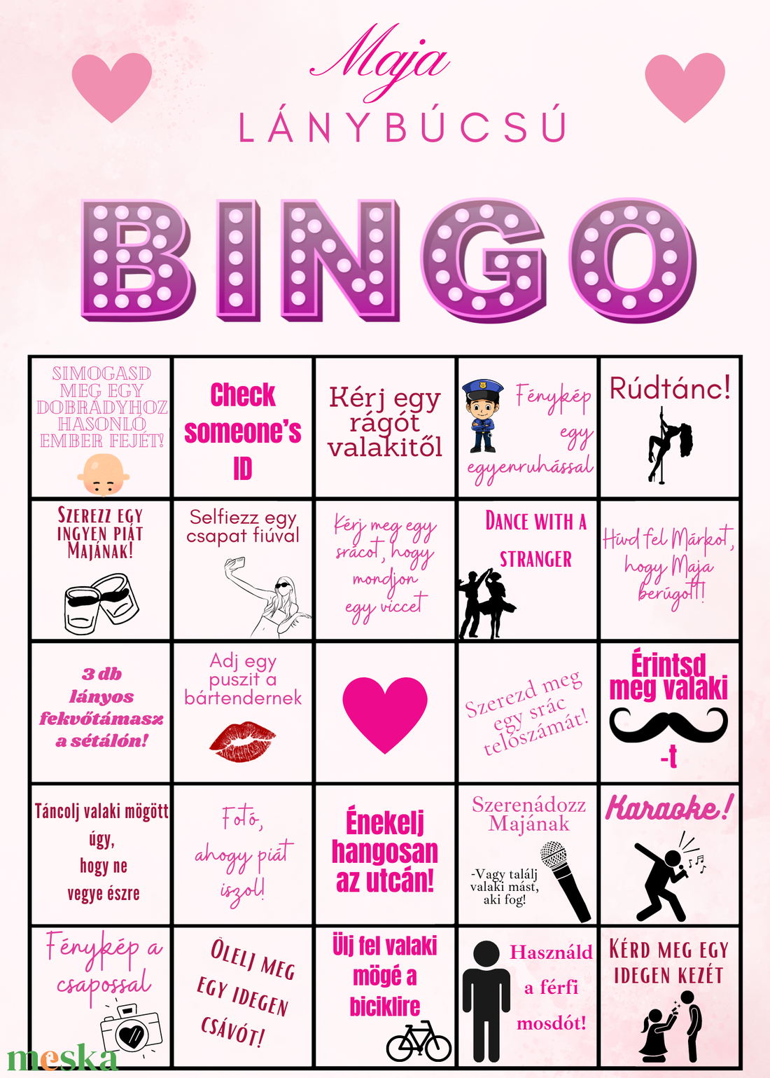 Lánybúcsú BINGO játék - esküvő - lánybúcsú - Meska.hu Lánybúcsú BINGO játék - esküvő - lánybúcsú - Meska.hu