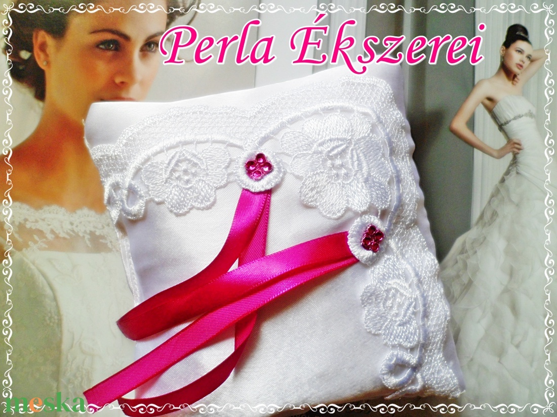 Fehér-pink gyűrűpárna - esküvő - kiegészítők - gyűrűtartó & gyűrűpárna - Meska.hu Fehér-pink gyűrűpárna - esküvő - kiegészítők - gyűrűtartó & gyűrűpárna - Meska.hu