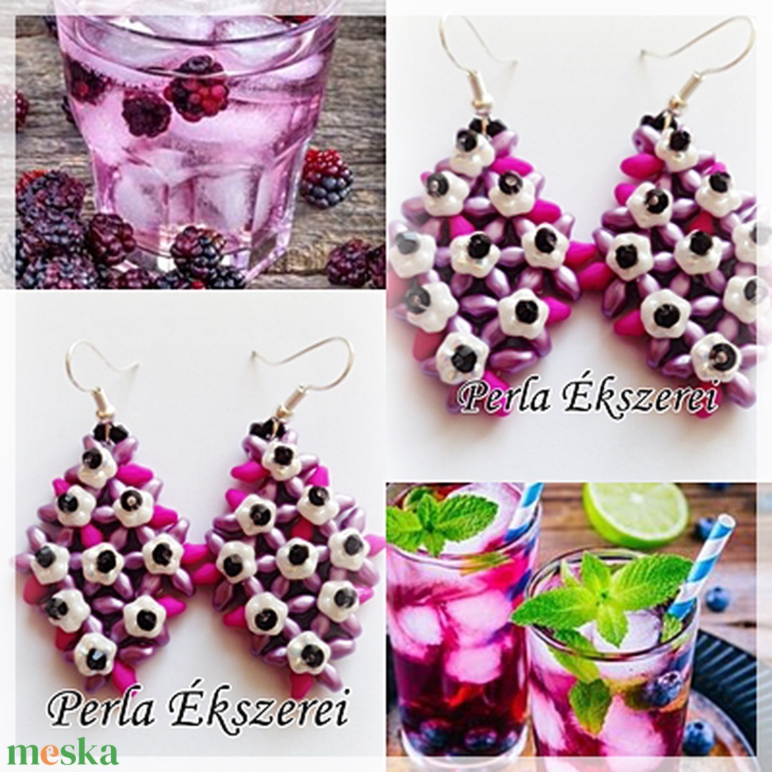 Ciara-Pink,lila,fehér fülbevaló. - ékszer - fülbevaló - lógó fülbevaló - Meska.hu Ciara-Pink,lila,fehér fülbevaló. - ékszer - fülbevaló - lógó fülbevaló - Meska.hu