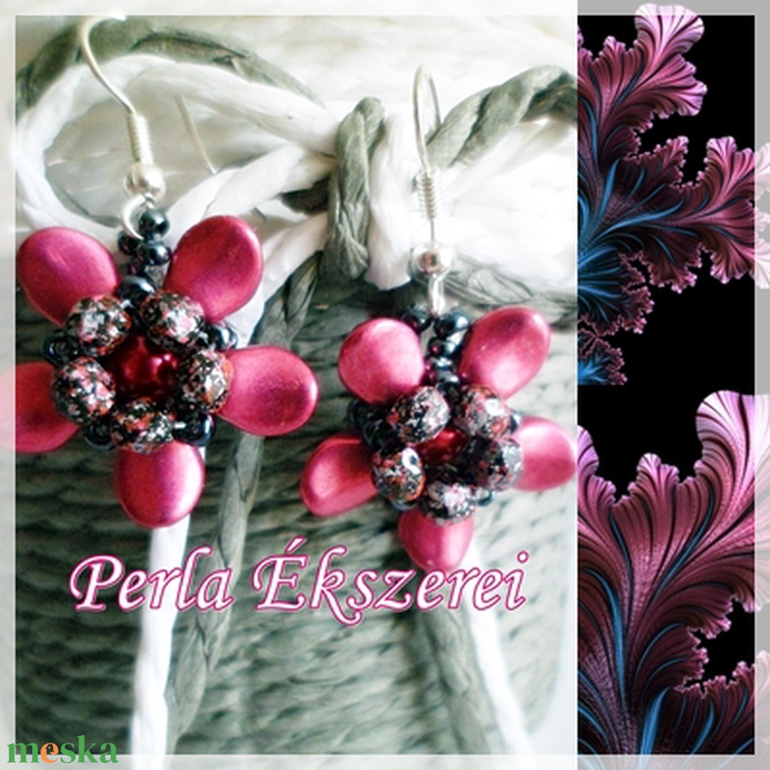 Violetta-Pink színű virág alakú fülbevaló. - ékszer - fülbevaló - lógó fülbevaló - Meska.hu Violetta-Pink színű virág alakú fülbevaló. - ékszer - fülbevaló - lógó fülbevaló - Meska.hu