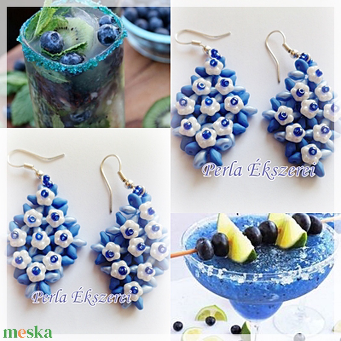 Ciara-kék.fehér fülbevaló. - ékszer - fülbevaló - lógó fülbevaló - Meska.hu Ciara-kék.fehér fülbevaló. - ékszer - fülbevaló - lógó fülbevaló - Meska.hu