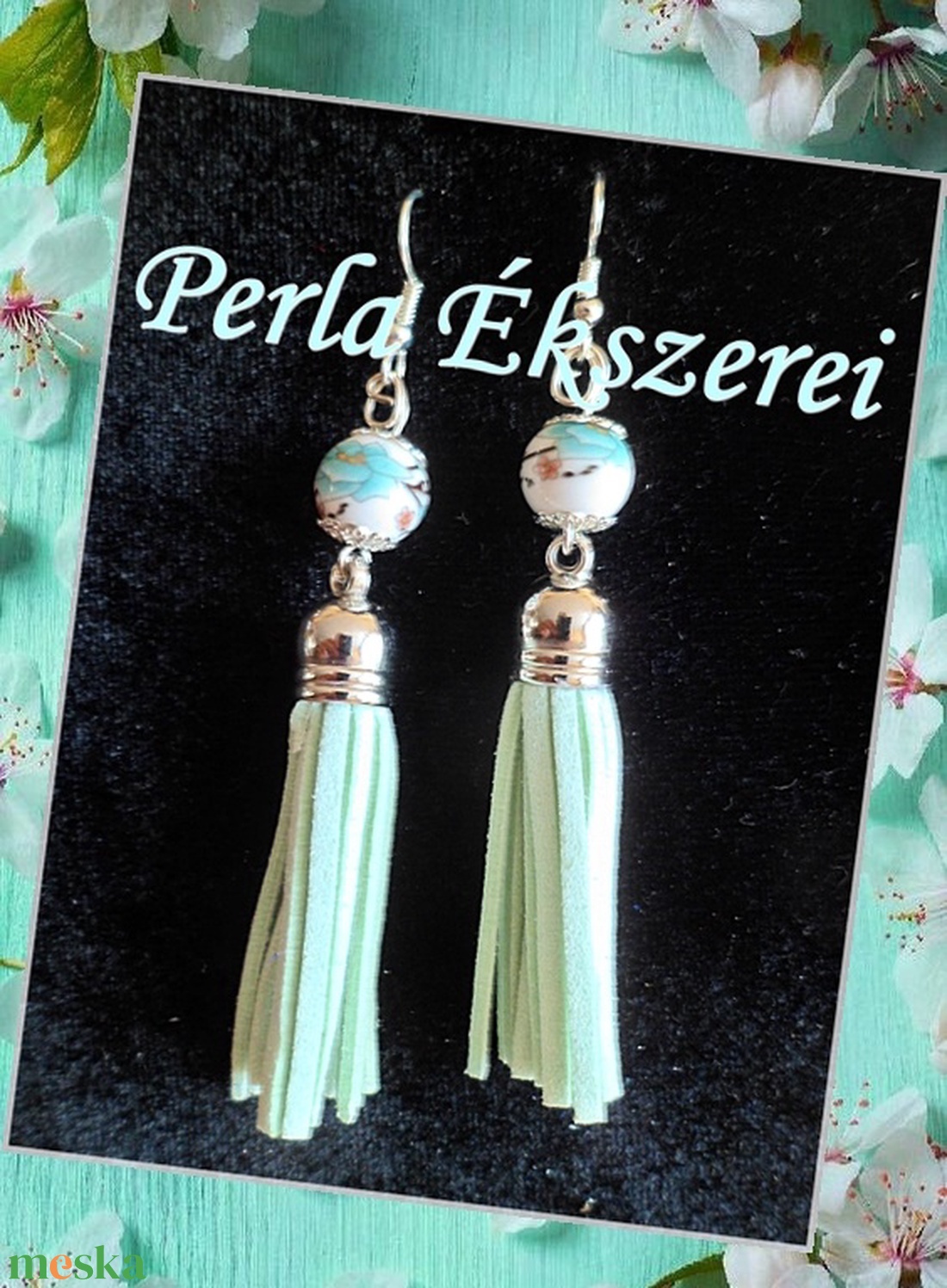 Világoszöld színvilág - ékszer - fülbevaló - rojtos fülbevaló - Meska.hu Világoszöld színvilág - ékszer - fülbevaló - rojtos fülbevaló - Meska.hu