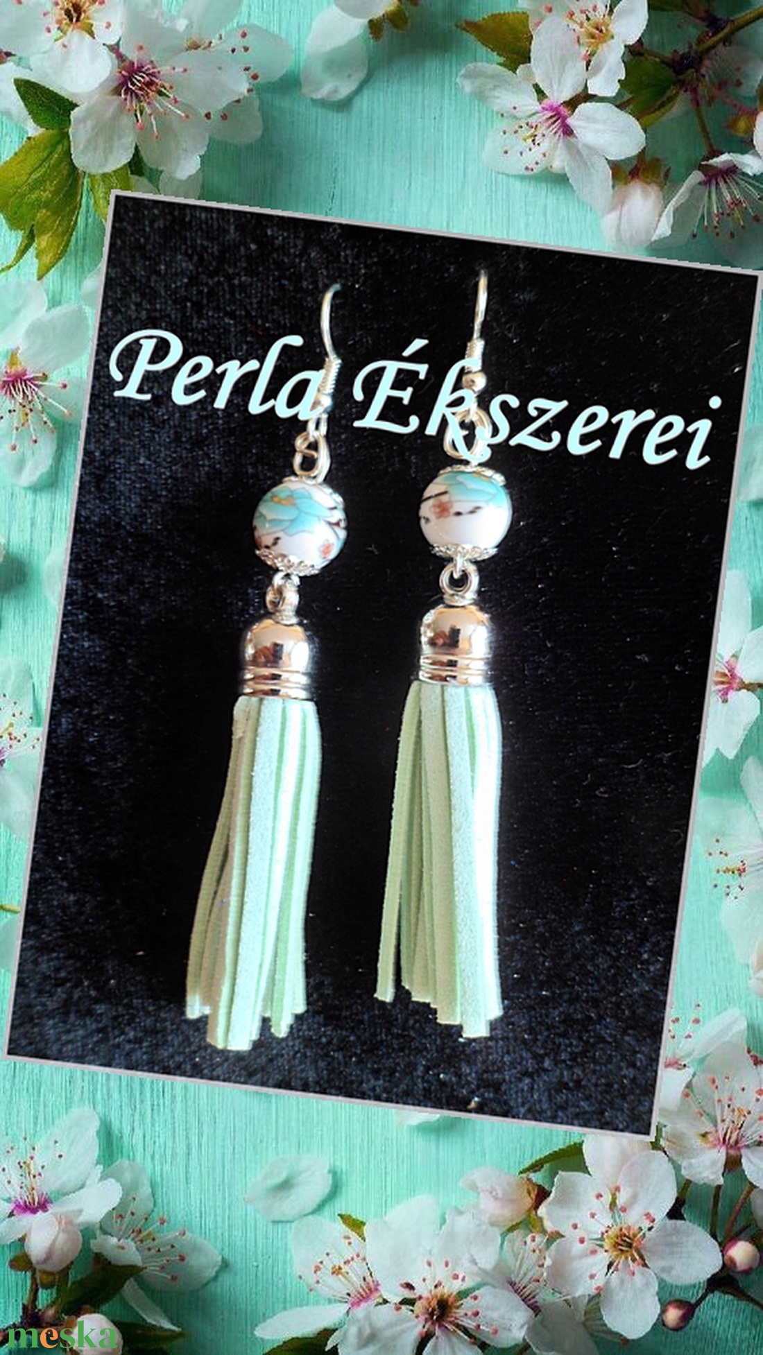 Világoszöld színvilág - ékszer - fülbevaló - rojtos fülbevaló - Meska.hu Világoszöld színvilág - ékszer - fülbevaló - rojtos fülbevaló - Meska.hu