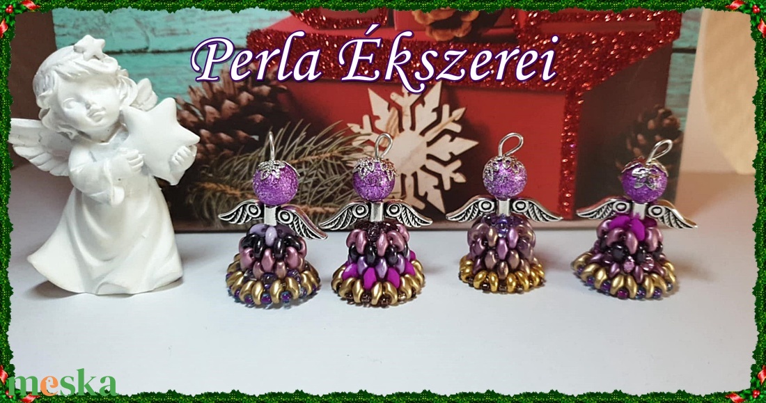 Angyalkák gyöngyös köntösben  - karácsony - karácsonyi lakásdekoráció - karácsonyi manók, figurák - Meska.hu