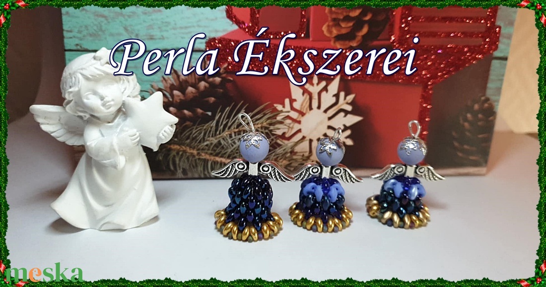 Angyalkák gyöngyös köntösben  - karácsony - karácsonyi lakásdekoráció - karácsonyi manók, figurák - Meska.hu