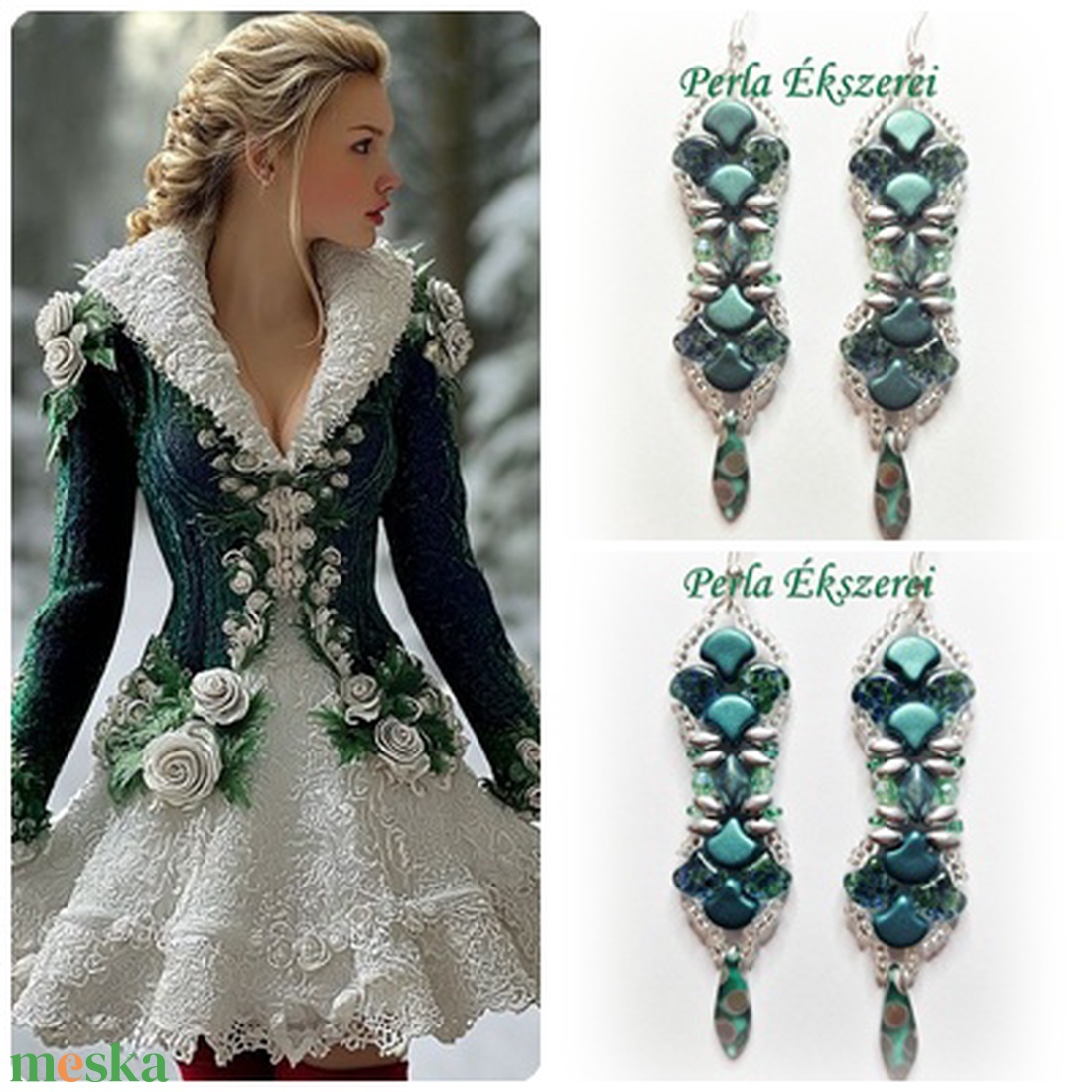 Diána fülbevaló - ékszer - fülbevaló - lógó fülbevaló - Meska.hu