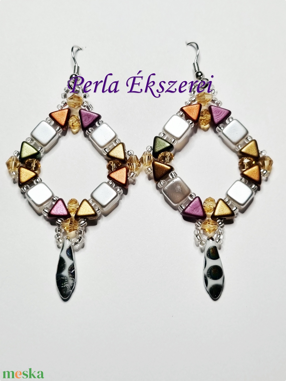 Bianca fülbevaló - ékszer - fülbevaló - lógós kerek fülbevaló - Meska.hu