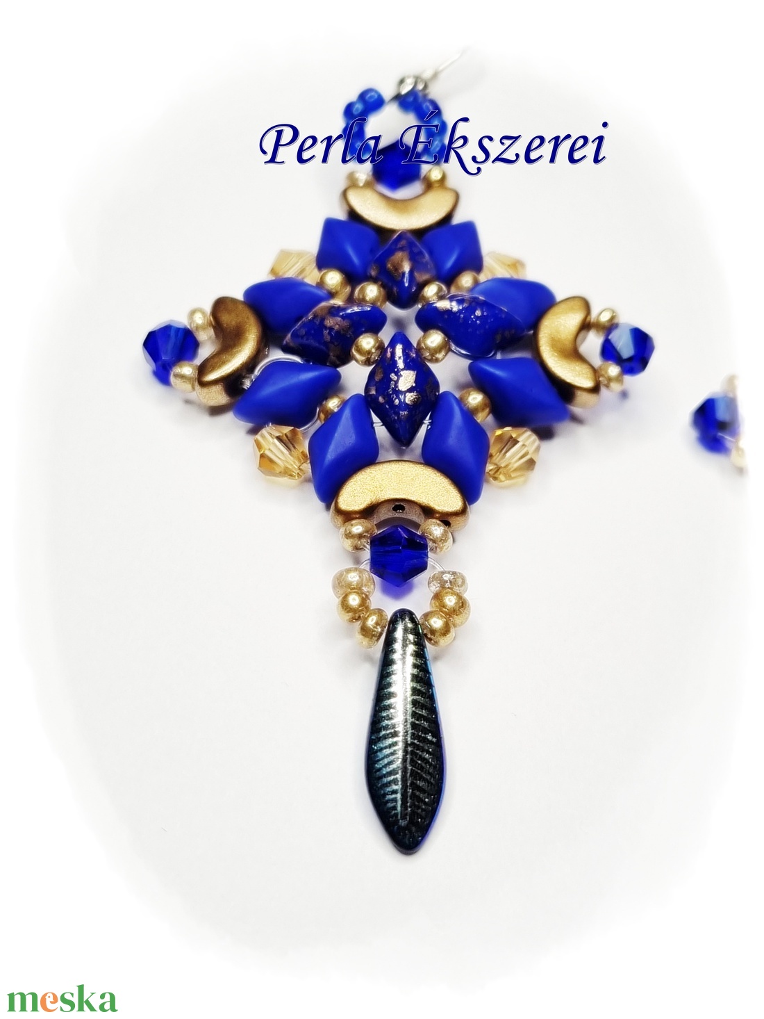 Királykék aranyban - ékszer - fülbevaló - lógó fülbevaló - Meska.hu