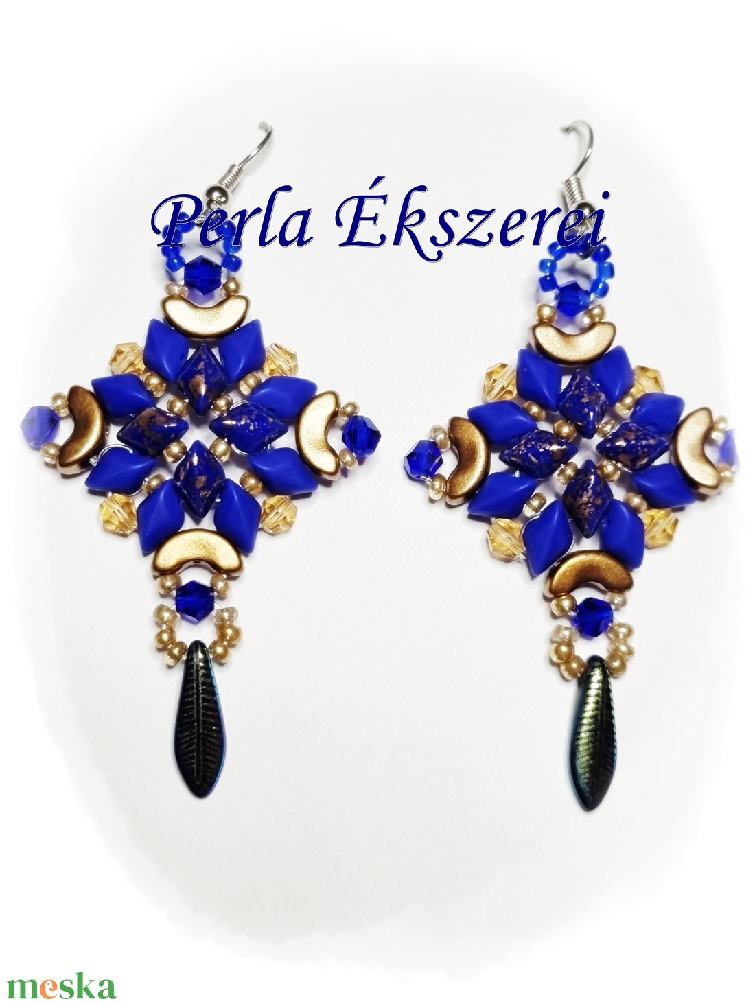 Királykék aranyban - ékszer - fülbevaló - lógó fülbevaló - Meska.hu