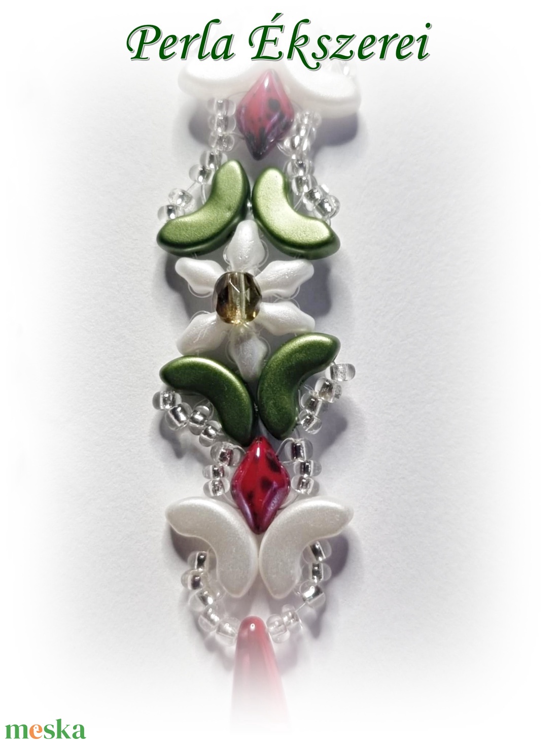 Piros,fehér,zöld... - ékszer - fülbevaló - lógó fülbevaló - Meska.hu