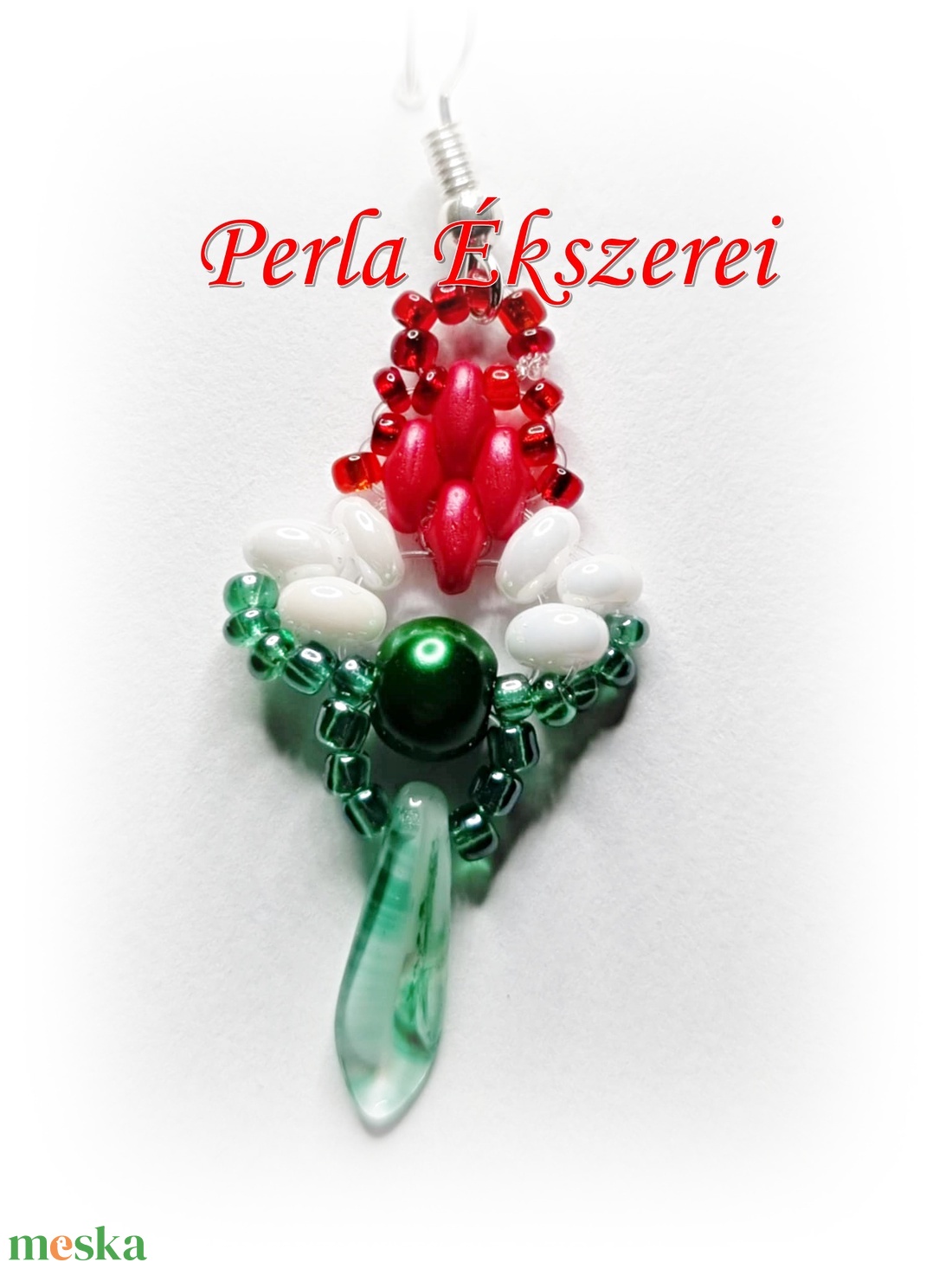 Nemzeti színű fülbevaló - ékszer - fülbevaló - lógó fülbevaló - Meska.hu