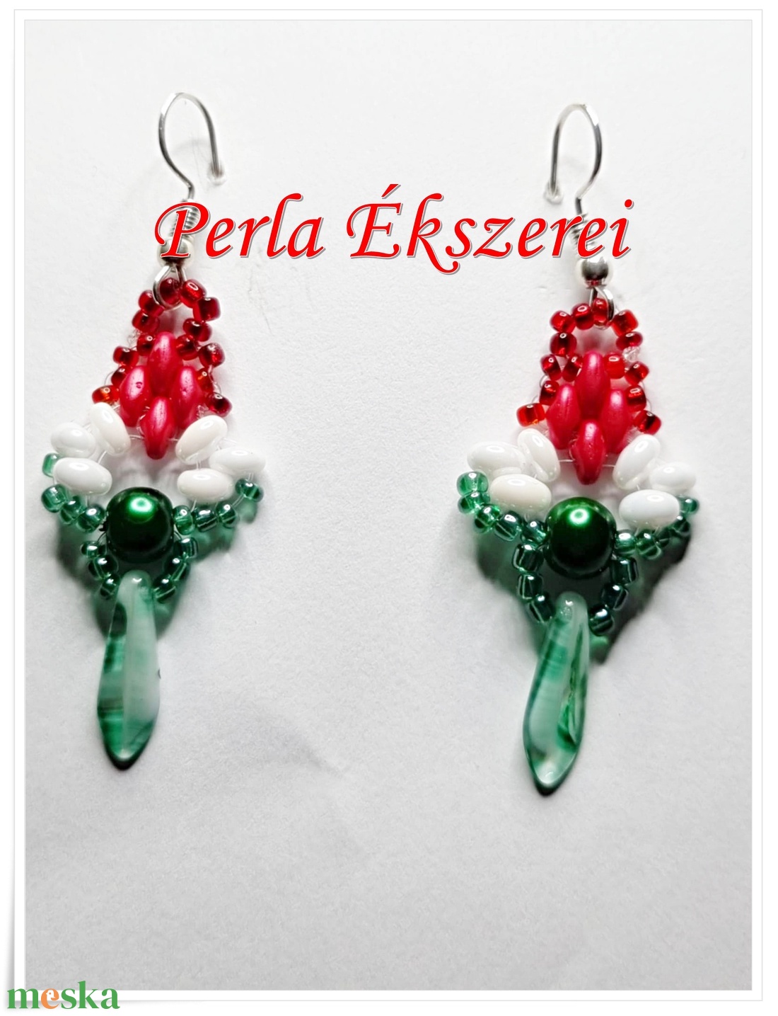Nemzeti színű fülbevaló - ékszer - fülbevaló - lógó fülbevaló - Meska.hu