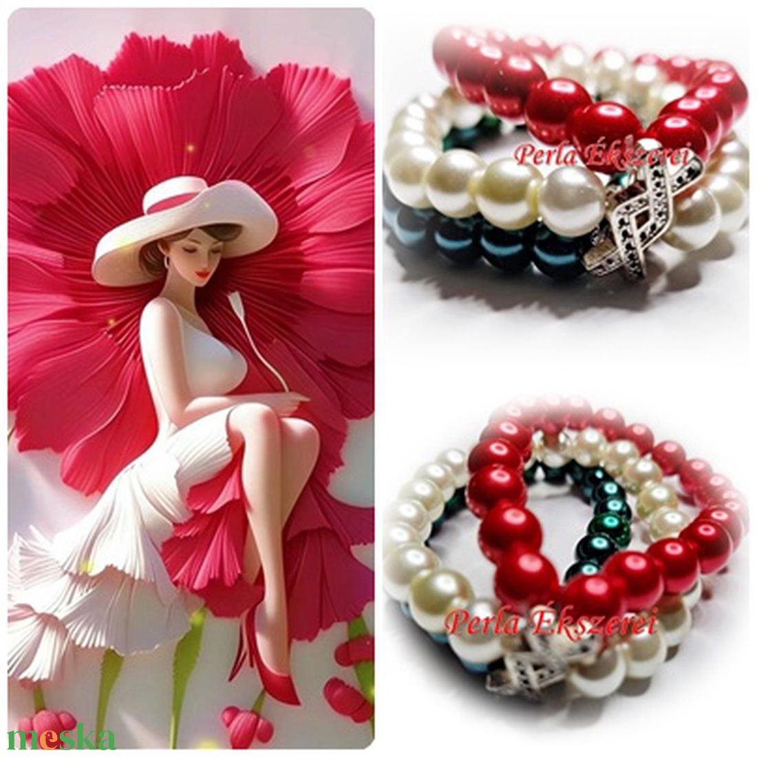 3 soros karkötő - ékszer - karkötő - gyöngyös karkötő - Meska.hu