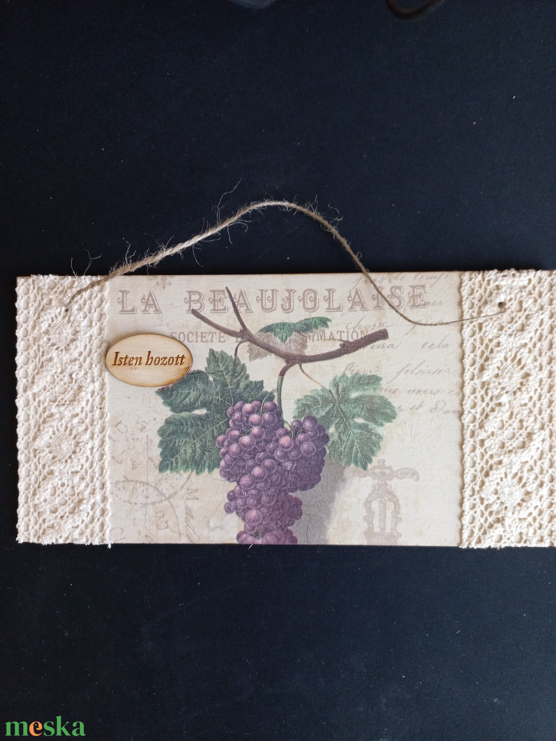 Szőlős, csipkés ajtódísz - otthon & életmód - dekoráció - ajtó- és ablak dekoráció - ajtótábla - Meska.hu