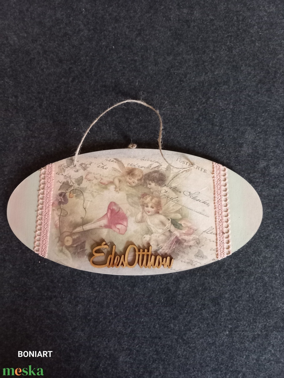 Angyalkás ajtódísz - otthon & életmód - dekoráció - ajtó- és ablak dekoráció - ajtótábla - Meska.hu