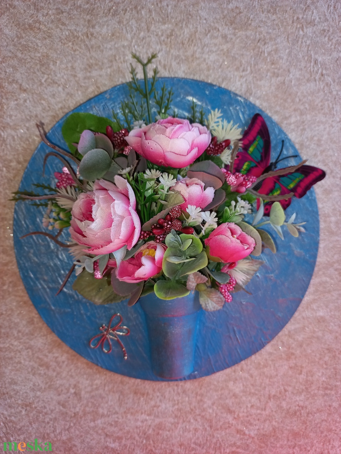 Pünkösdi rózsás 3d kép pillangóval -  - Meska.hu