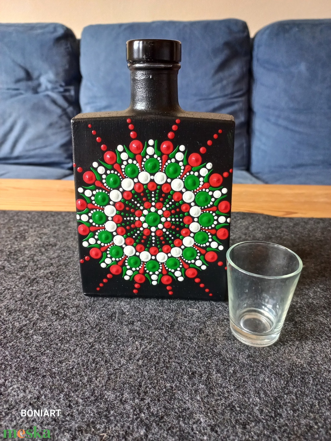 Mandala mintás üveg - otthon & életmód - dekoráció - asztal és polc dekoráció - díszüveg - Meska.hu