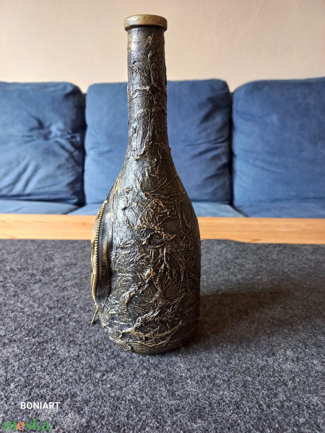 Bőség üveg pénz érmékkel, arany színnel. - otthon & életmód - dekoráció - asztal és polc dekoráció - díszüveg - Meska.hu