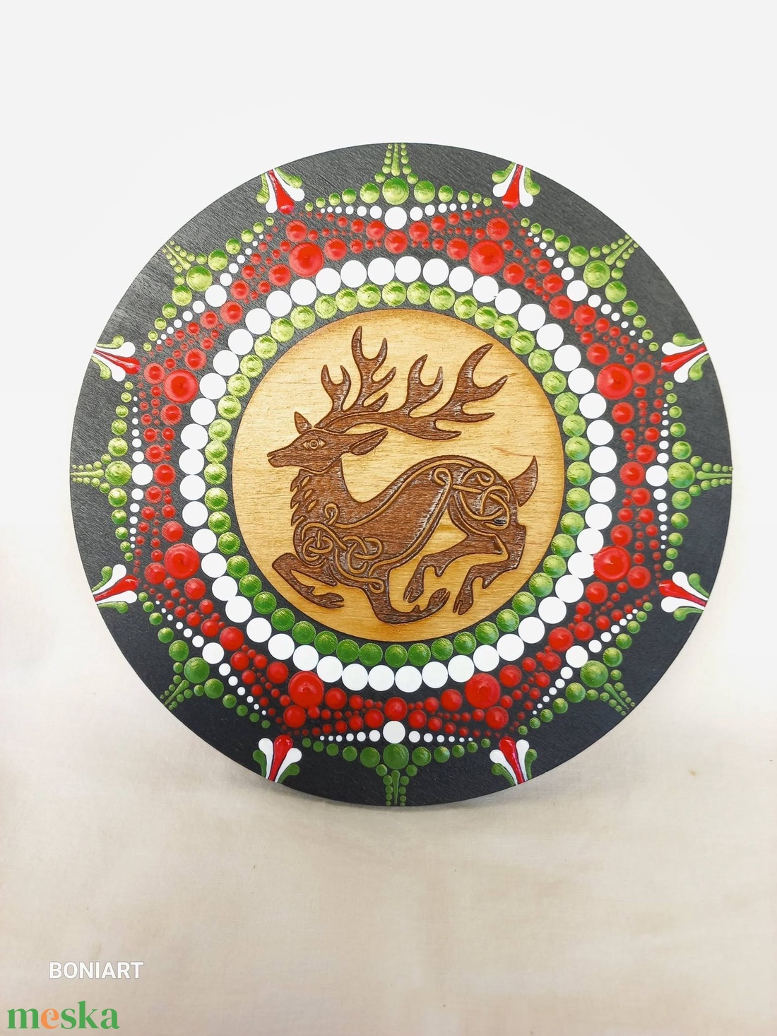 Mandala feszített vászon kereten, pávás fém nyomtatott középpel - otthon & életmód - dekoráció - spiritualitás - mandala - Meska.hu