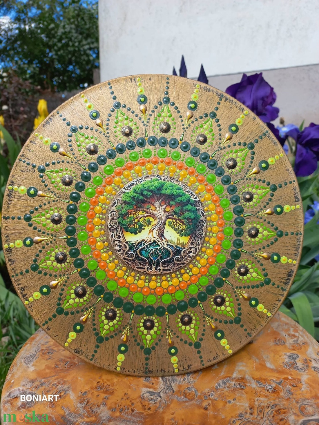 Mandala életfás nyomtatott fa betéttel - otthon & életmód - dekoráció - spiritualitás - mandala - Meska.hu