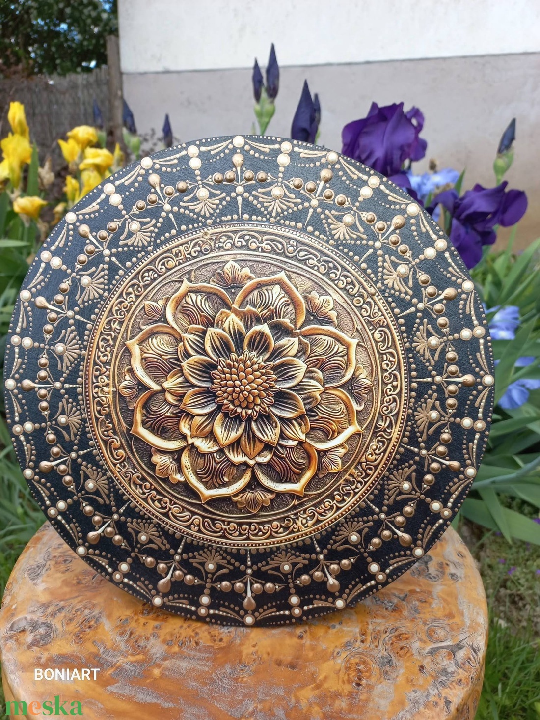 Mandala ffalapon, nyomtatott fém 3 D betéttel - otthon & életmód - dekoráció - spiritualitás - mandala - Meska.hu