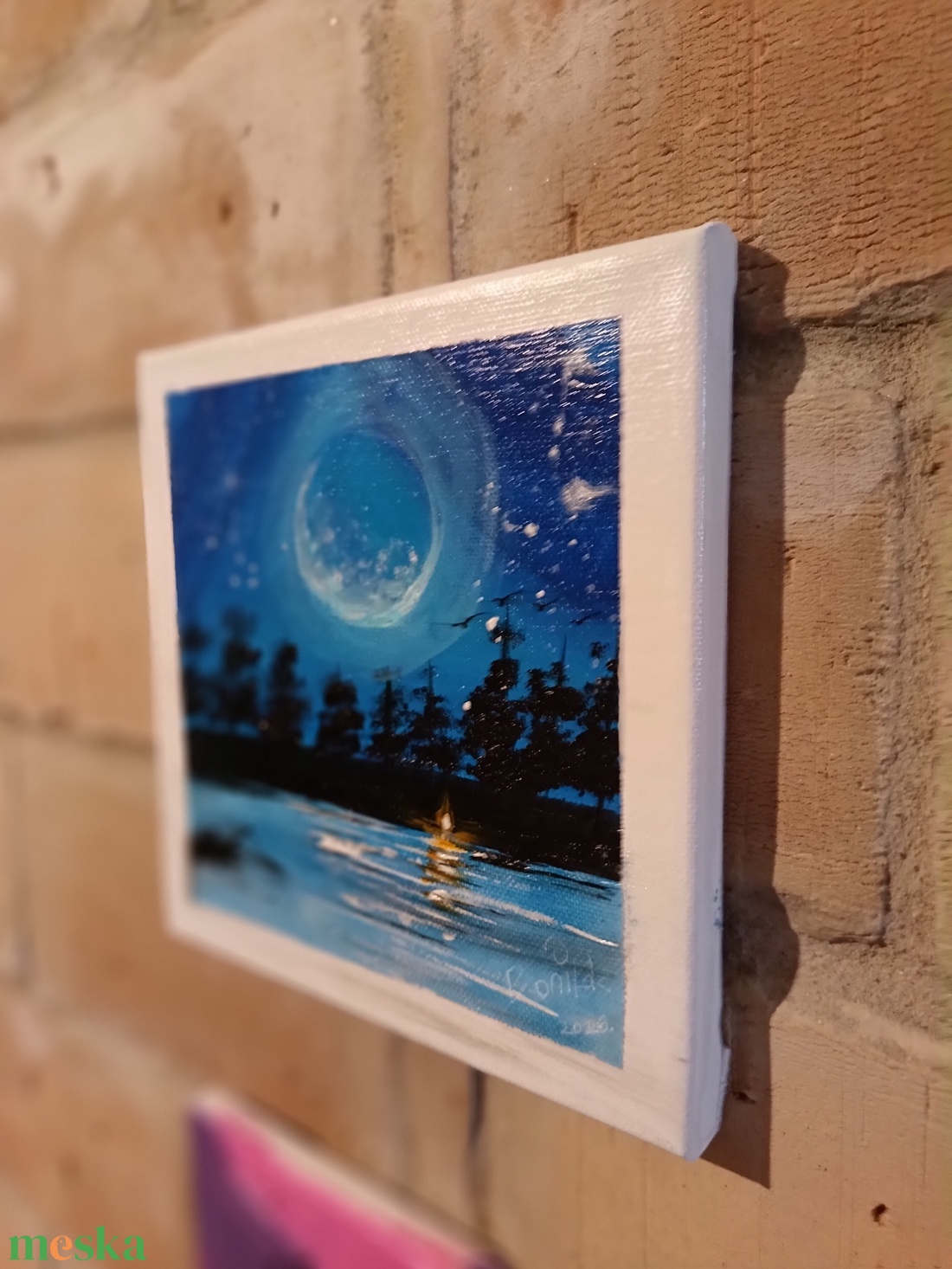 Tábortűz a tónál - művészet - festmény - akril - Meska.hu