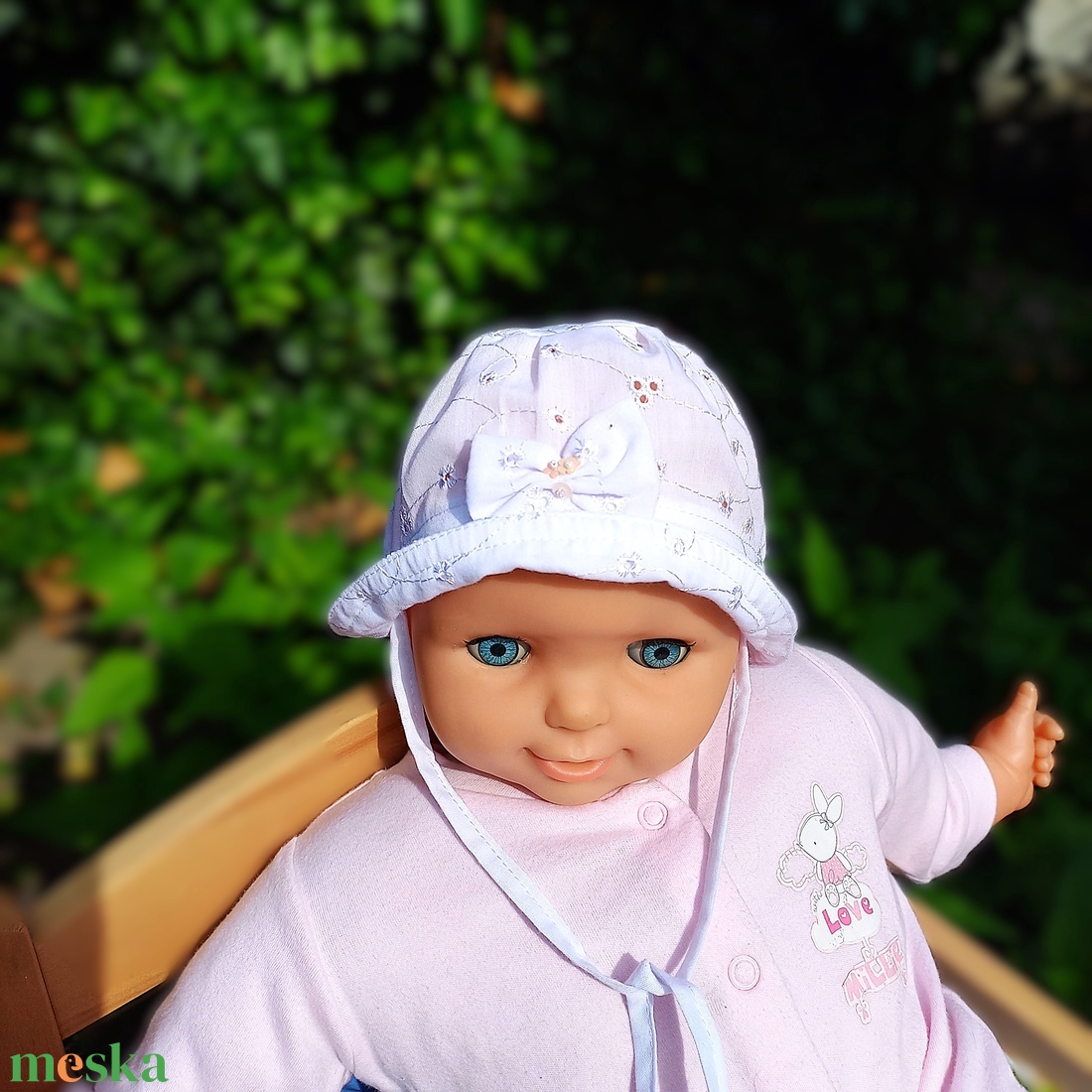 SANDRA / romantikus kislány kalap / fehér madeira - baba - mama - babaruházat - babasapka - Meska.hu