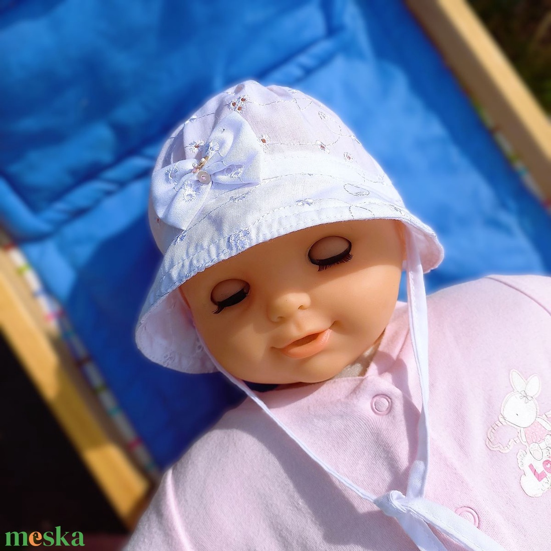 SANDRA / romantikus kislány kalap / fehér madeira - baba - mama - babaruházat - babasapka - Meska.hu