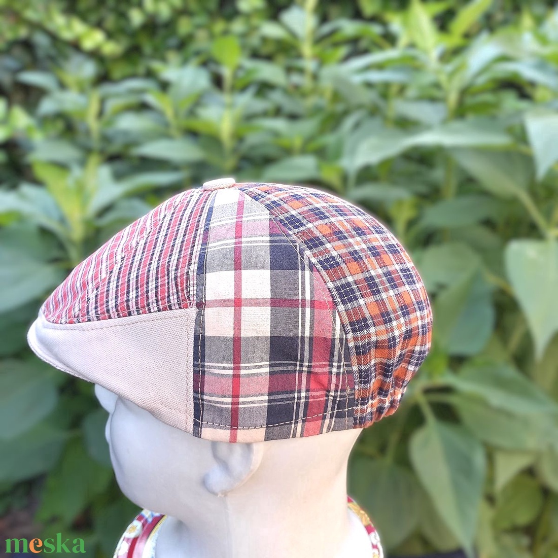 Design golf sapka / férfi- gyermek / nyári / piros- drapp tónusú  - ruha & divat - sál, sapka, kendő - sapka - Meska.hu