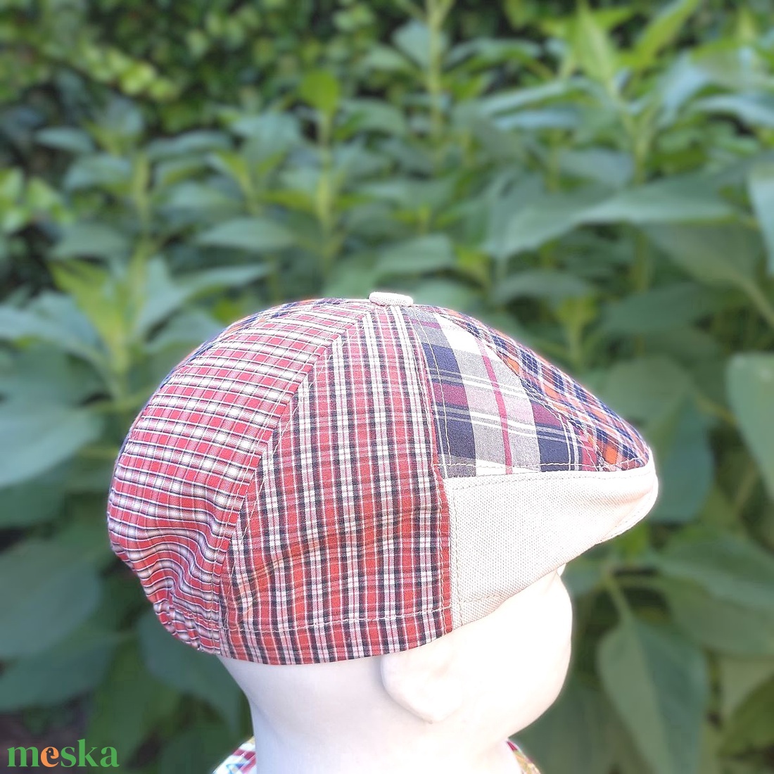 Design golf sapka / férfi- gyermek / nyári / piros- drapp tónusú  - ruha & divat - sál, sapka, kendő - sapka - Meska.hu