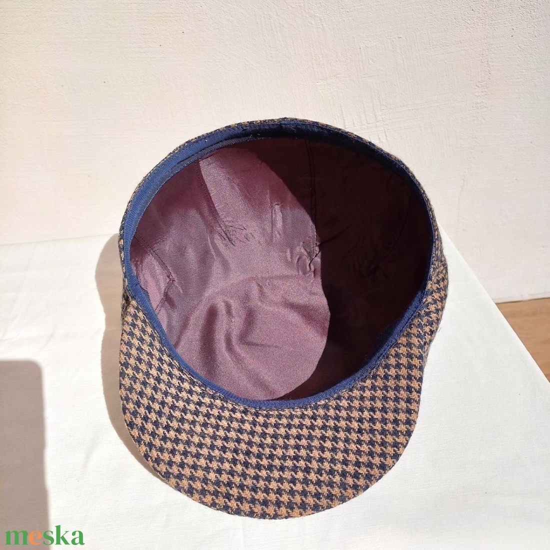 Golf sapka / őszi - téli / férfi / barnás kockás gyapjú tweed szövet - ruha & divat - sál, sapka, kendő - sapka - Meska.hu