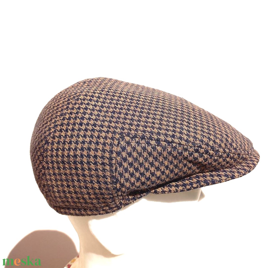 Golf sapka / őszi - téli / férfi / barnás kockás gyapjú tweed szövet - ruha & divat - sál, sapka, kendő - sapka - Meska.hu