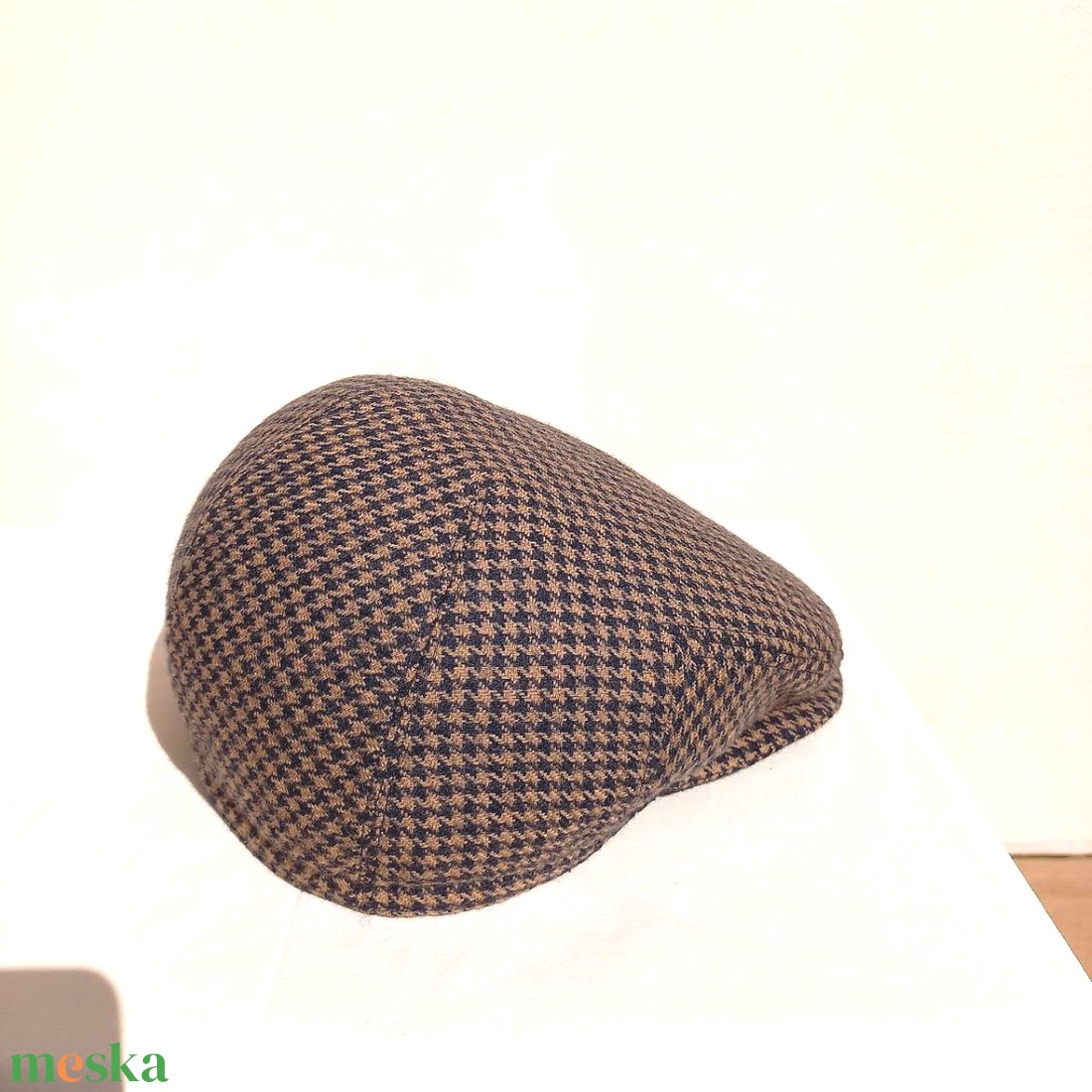 Golf sapka / őszi - téli / férfi / barnás kockás gyapjú tweed szövet - ruha & divat - sál, sapka, kendő - sapka - Meska.hu