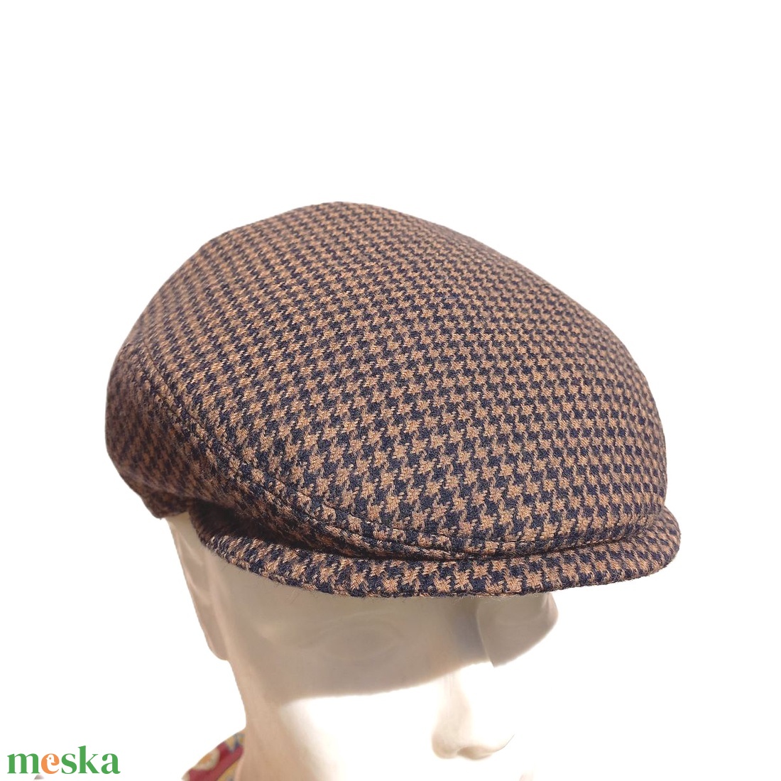 Golf sapka / őszi - téli / férfi / barnás kockás gyapjú tweed szövet - ruha & divat - sál, sapka, kendő - sapka - Meska.hu