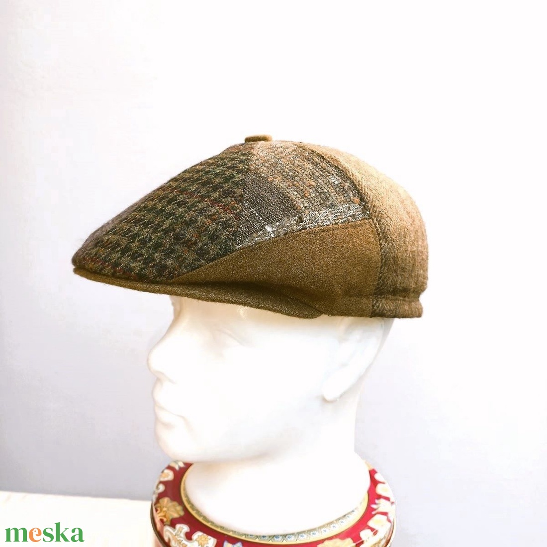 Design golf sapka / férfi / téli � lasnis / khaki tónusú gyapjúszövet - ruha & divat - sál, sapka, kendő - sapka - Meska.hu