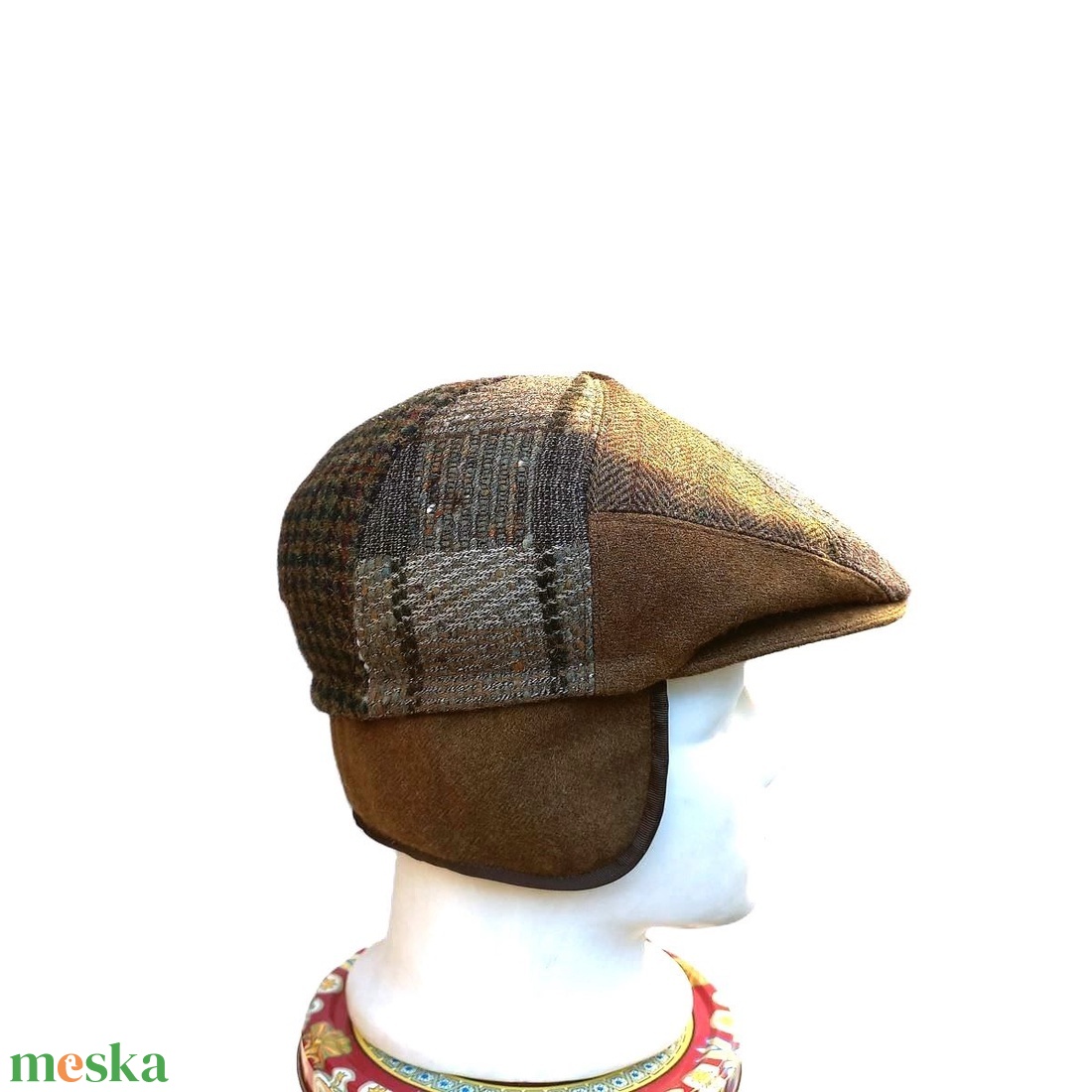 Design golf sapka / férfi / téli � lasnis / khaki tónusú gyapjúszövet - ruha & divat - sál, sapka, kendő - sapka - Meska.hu