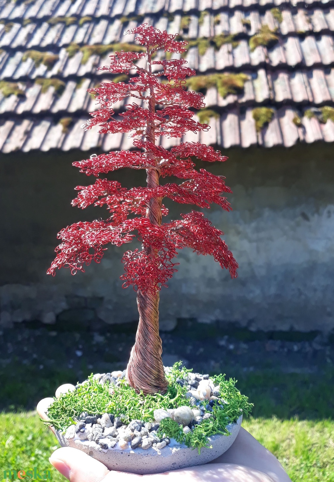 Fenyő alakú drót bonsai - otthon & lakás - dekoráció - asztal és polc dekoráció - bonsai - Meska.hu