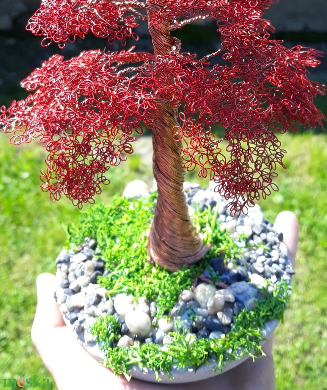 Fenyő alakú drót bonsai - otthon & lakás - dekoráció - asztal és polc dekoráció - bonsai - Meska.hu