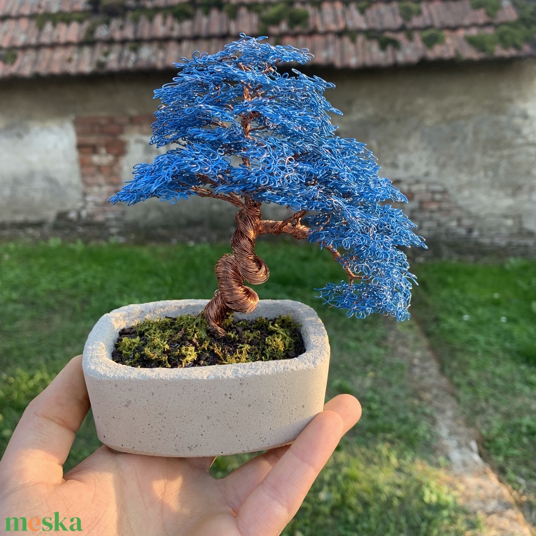 Oldalra hajló drót bonsai - otthon & lakás - dekoráció - asztal és polc dekoráció - bonsai - Meska.hu